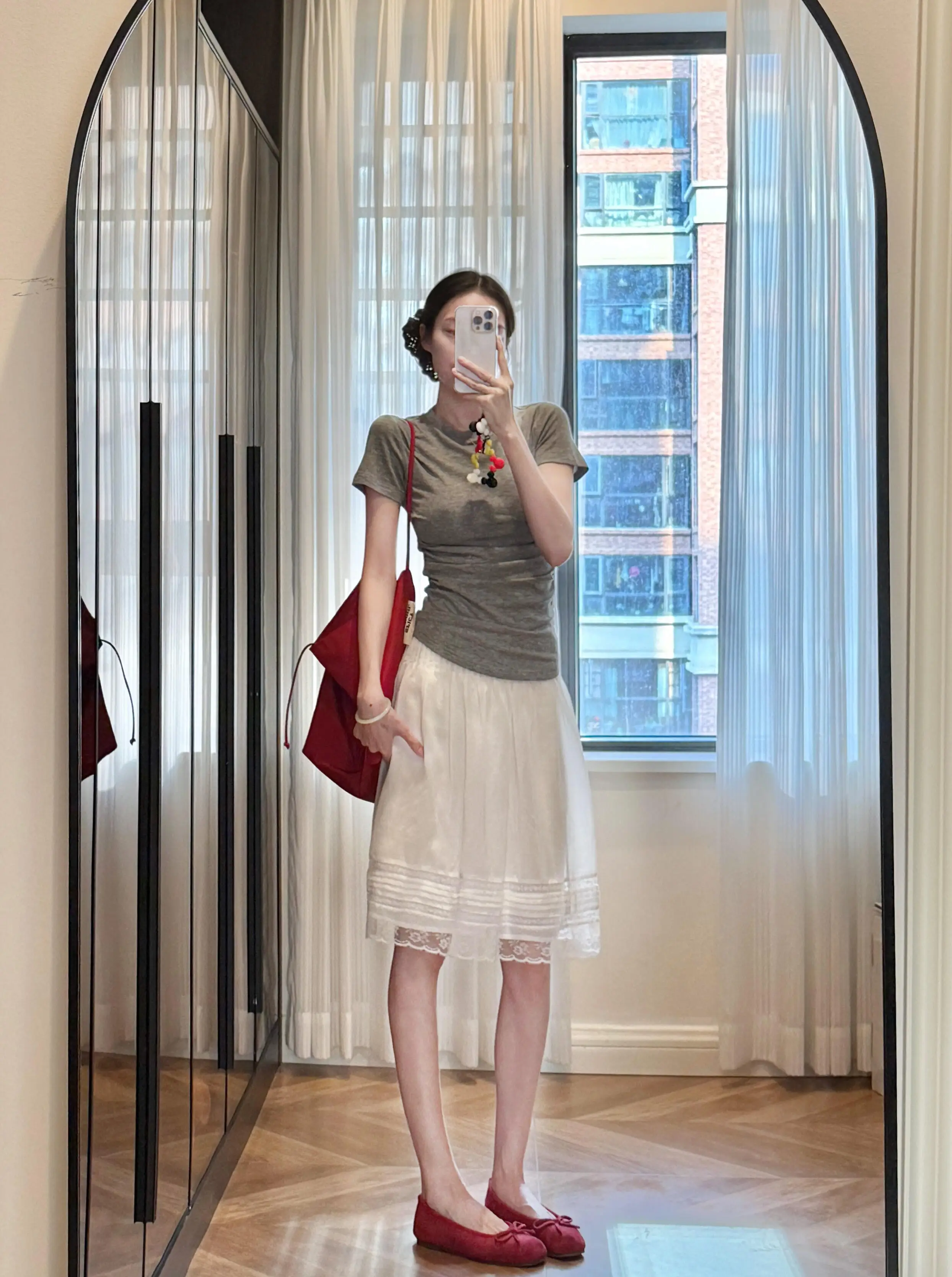 Retro Pleated Lace Trimmed  White Half Skirt Women Spring Autumn Fairylike Skirt City Commuting Casual Daily Travel