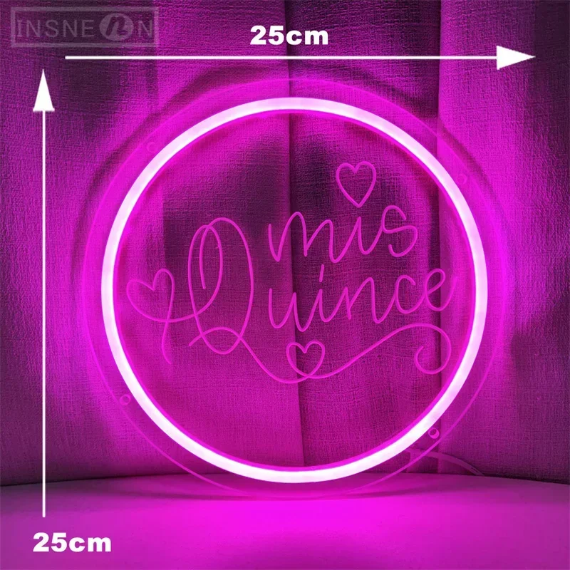 Mis Quince Vijftien Neon LED-teken, Indoor Art, Carving Design, Wall Hangende Decor voor Slaapkamer, Bruiloftsfeest, Meisjes Verjaardag