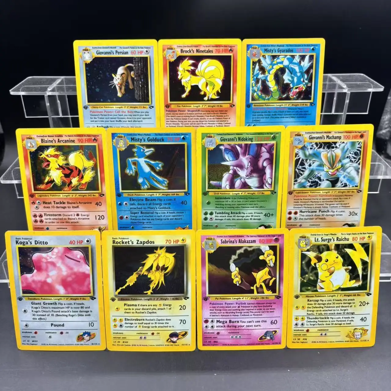 11 stks/set Ptcg Generatie 1 Gyarados Raichu Zapdos Ninetales Engels Flash Card Diy Zelf Gemaakt Anime Collection Card