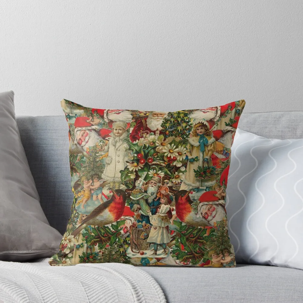 

VICTORIAN CHRISTMAS COLLAGE Throw Pillow Christmas Pillows Cushion Child pillow