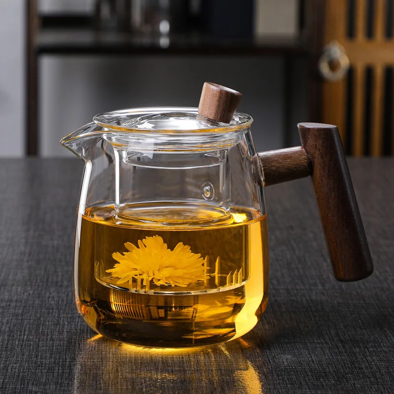 

550ml Oven Tea Teapot Glass Teapot Electric Pottery Stove Special Tea Cooker Wooden Handle Side Handle Pot Flower Pot