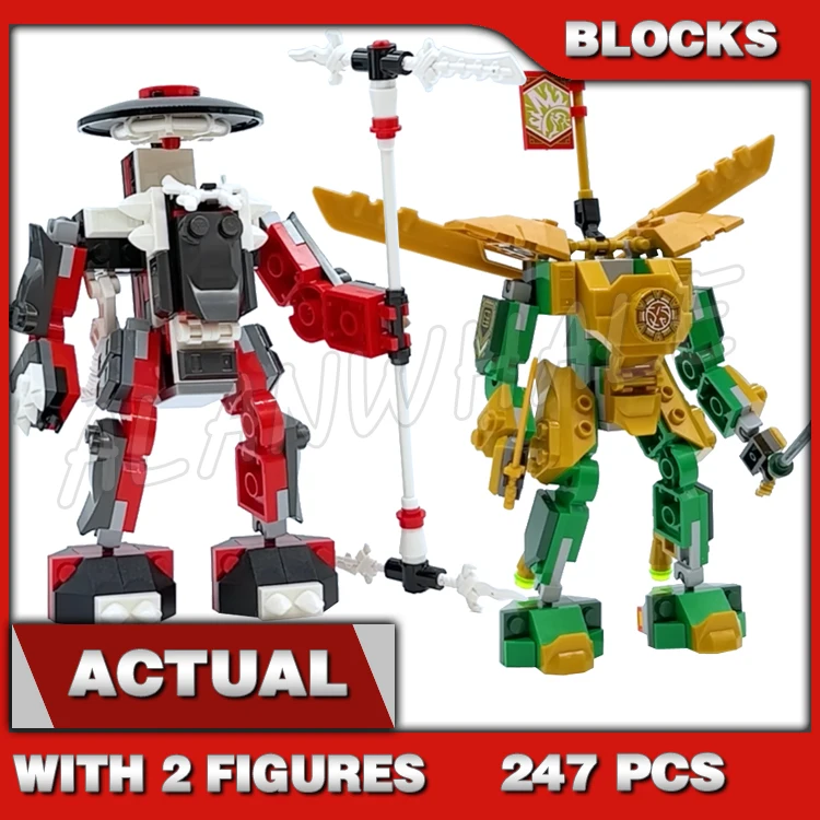 

247pcs Shinobi Lloyd's Mech Battle EVO Green and Gold Bone Warrior Robots 11156 Building Block Toys Compatible With Model