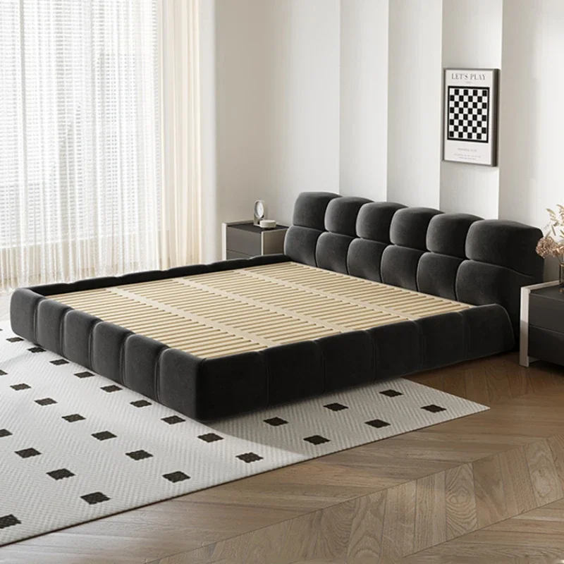 #Support Frame Double Bed King Size Modern Luxury Twin Double Bed Princess Modern Black Letto Matrimoniale Bedroom Furniture
