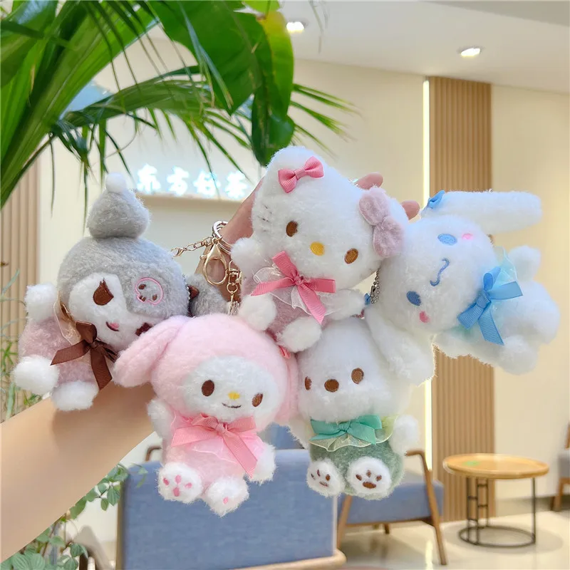 New Kuromi Melody Pendant Hello Kitty Doll Cinnamoroll Doll Sanrio Plush Keychain Gift for Good Friends