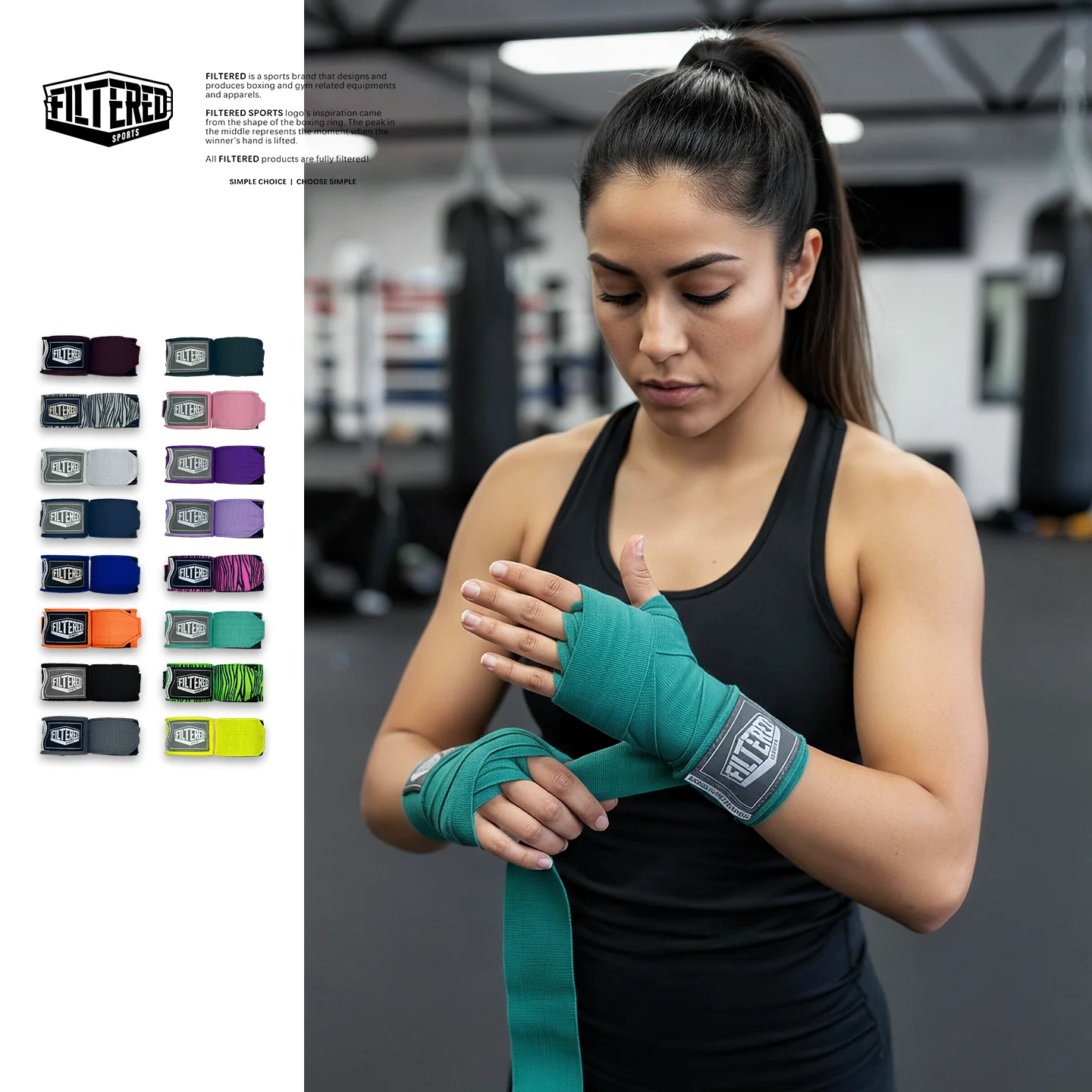 Filtered Sports 3m Women's  5m Men's Boxing Hand Wraps Bandages with Widened Velcro Soft Cotton Micro Elasticity FW01