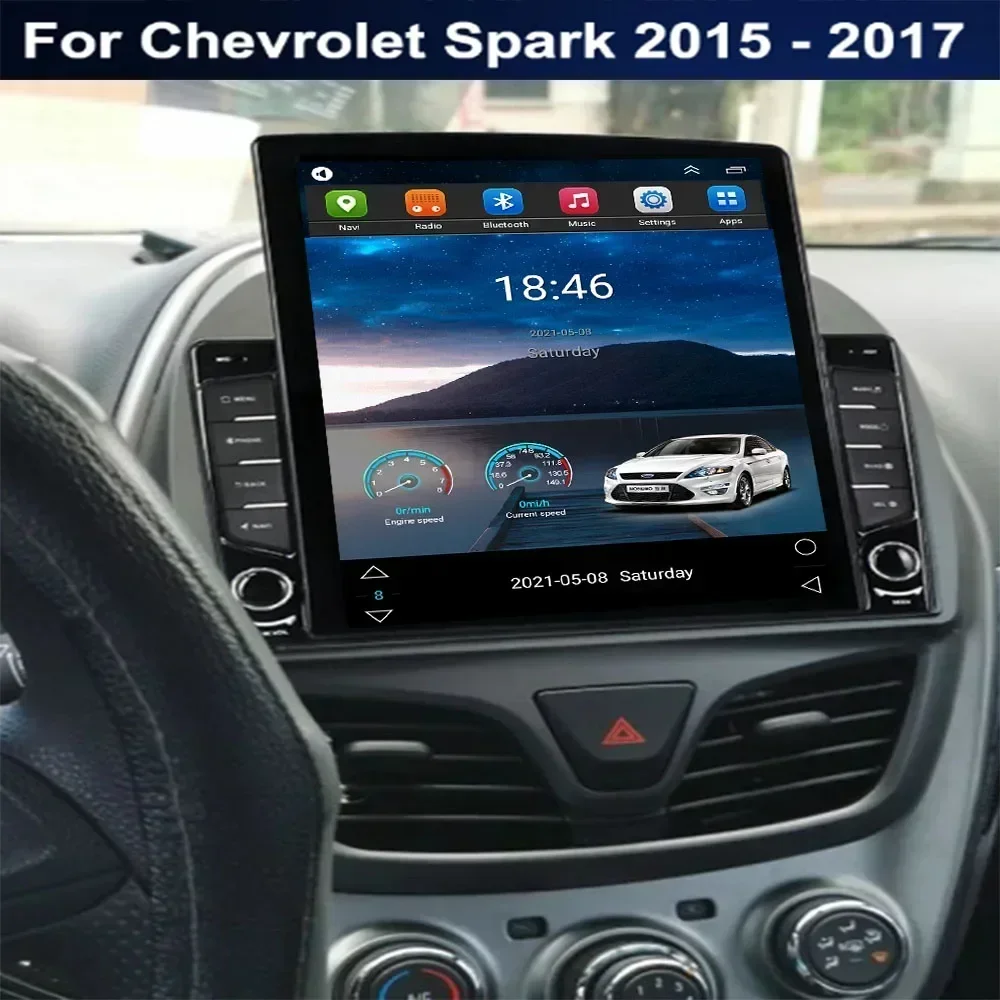 For Tesla Style 2Din Android 13 Car Radio For Chevrolet Spark 2015 2016 2017 Multimedia Video Player GPS Stereo Carplay DSP Cam image 3