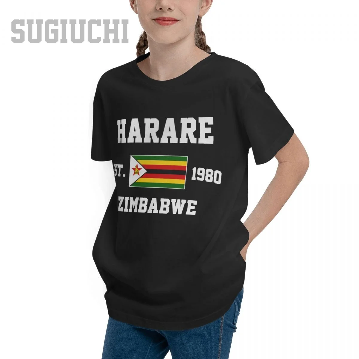 Unisex Youth Boy/Girl Zimbabwe EST.1980 Harare Capital T-shirt Kids tshirt tee 100% Cotton T Shirt o-neck short sleeve Children