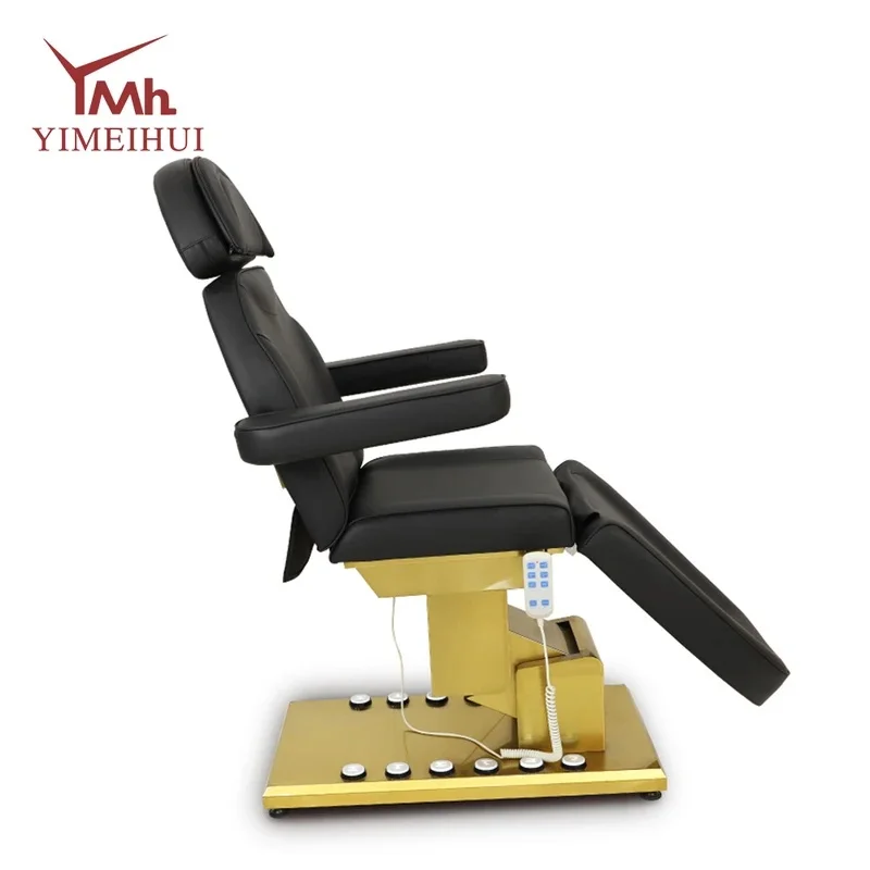 Custom Electric Spa Facial reclining cosmetic bed beauty salon chair 3 motors with pedal