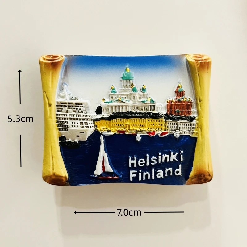 Helsinki Finland Fridge Magnet Whiteboard Decorative World Travel Souvenir Retro Refrigerator Magnetic Sticker Office Home Decor