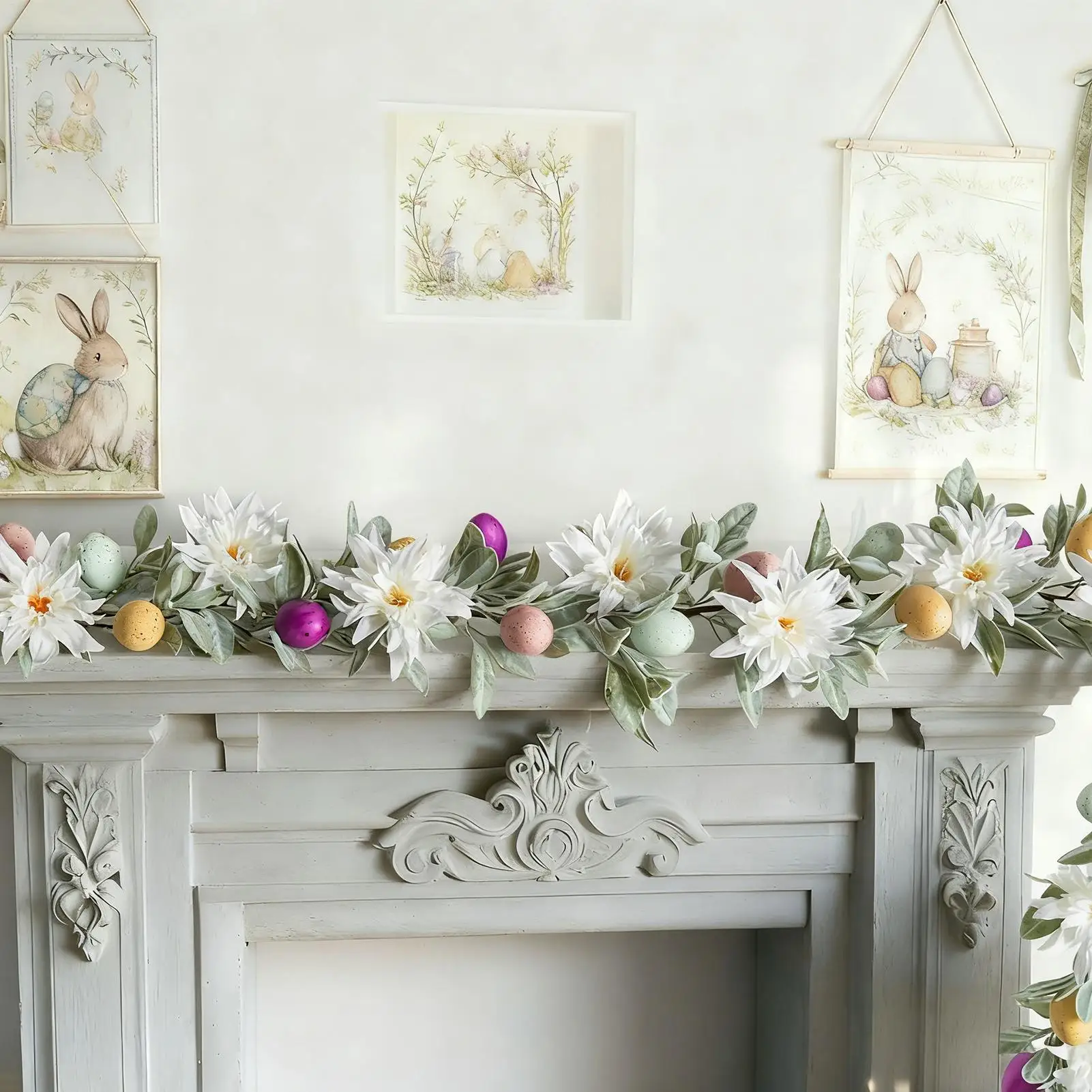 

Весенняя гирлянда 5,9 фута, украшение с пасхальными яйцами, праздничная гирлянда для весенней вечеринки, сада, свадьбы, дома, каминной лестницы