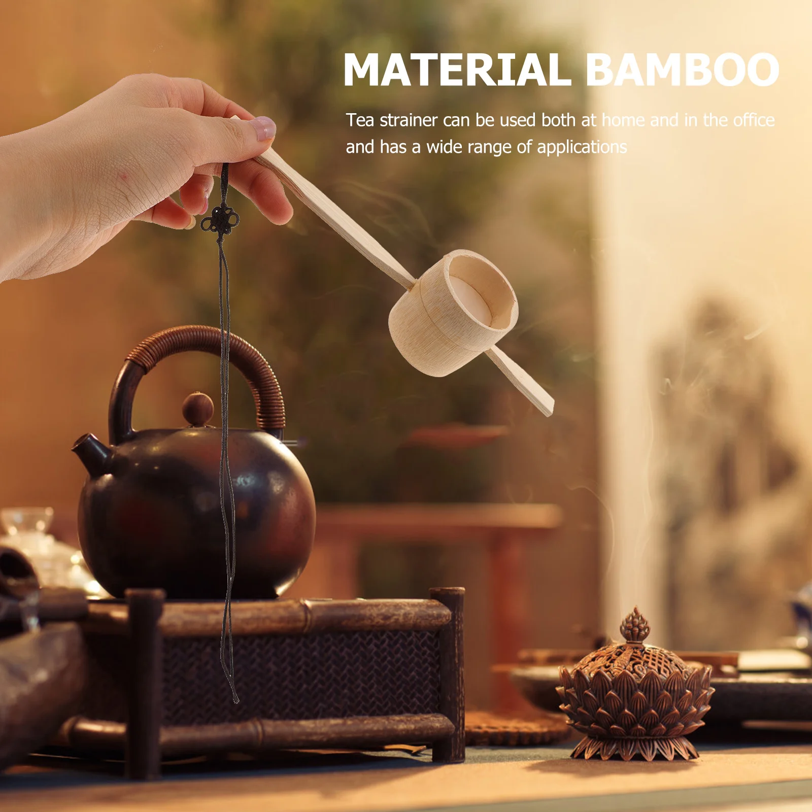 

Bamboo Tea Filter Ergonomic Handle Design Exquisite Comfortable Grip Heat Resistant Wide Application Strainer Tea
