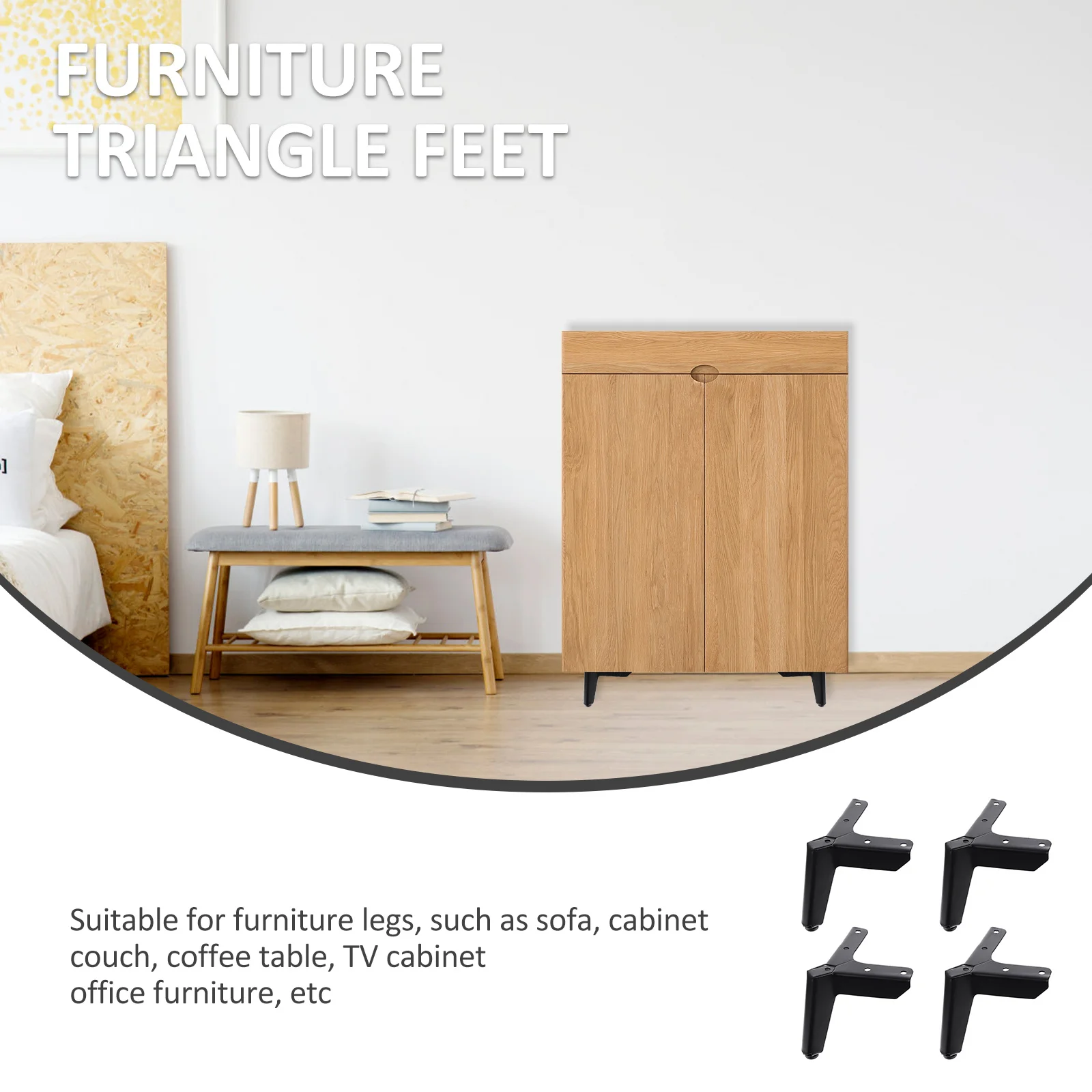 

4pcs Furniture Feet Metal Triangle Legs Set Of 4 For Sofa Cabinet Bed Tea Table Support Foot Iron Furniture Leg