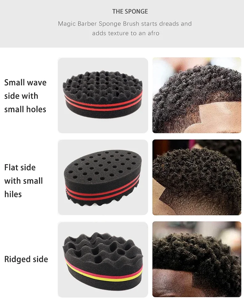 1pc double-sided brush sponge hair salon styling oval perforated curly hair sponge wave styling tool Special for real hair wigs image 4