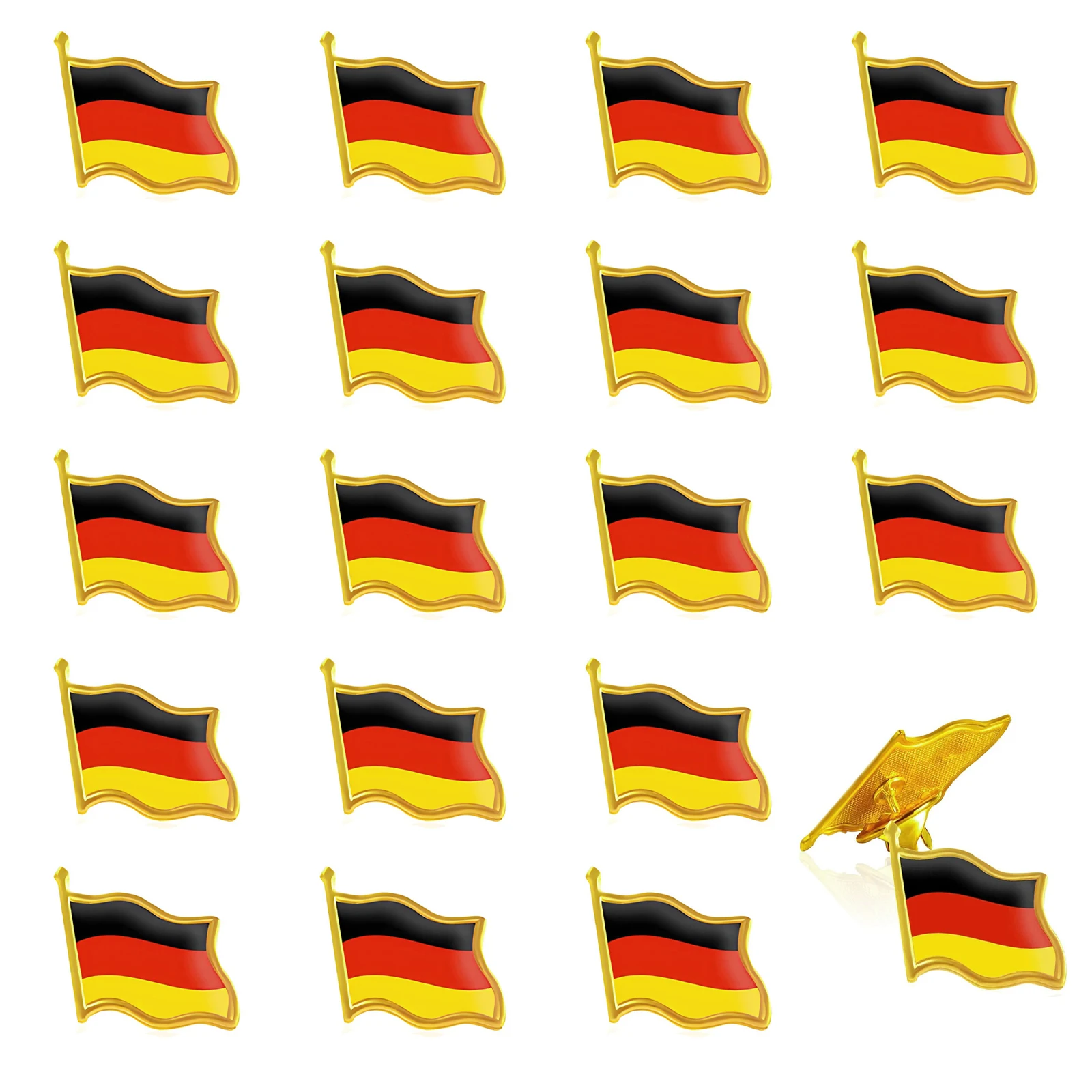 

20pcs Deutschland Germany Flag Pin Brooch Germany Pins Badge Metal National Flag Pin for Fans Gift Clothes Bag Hat Jacket
