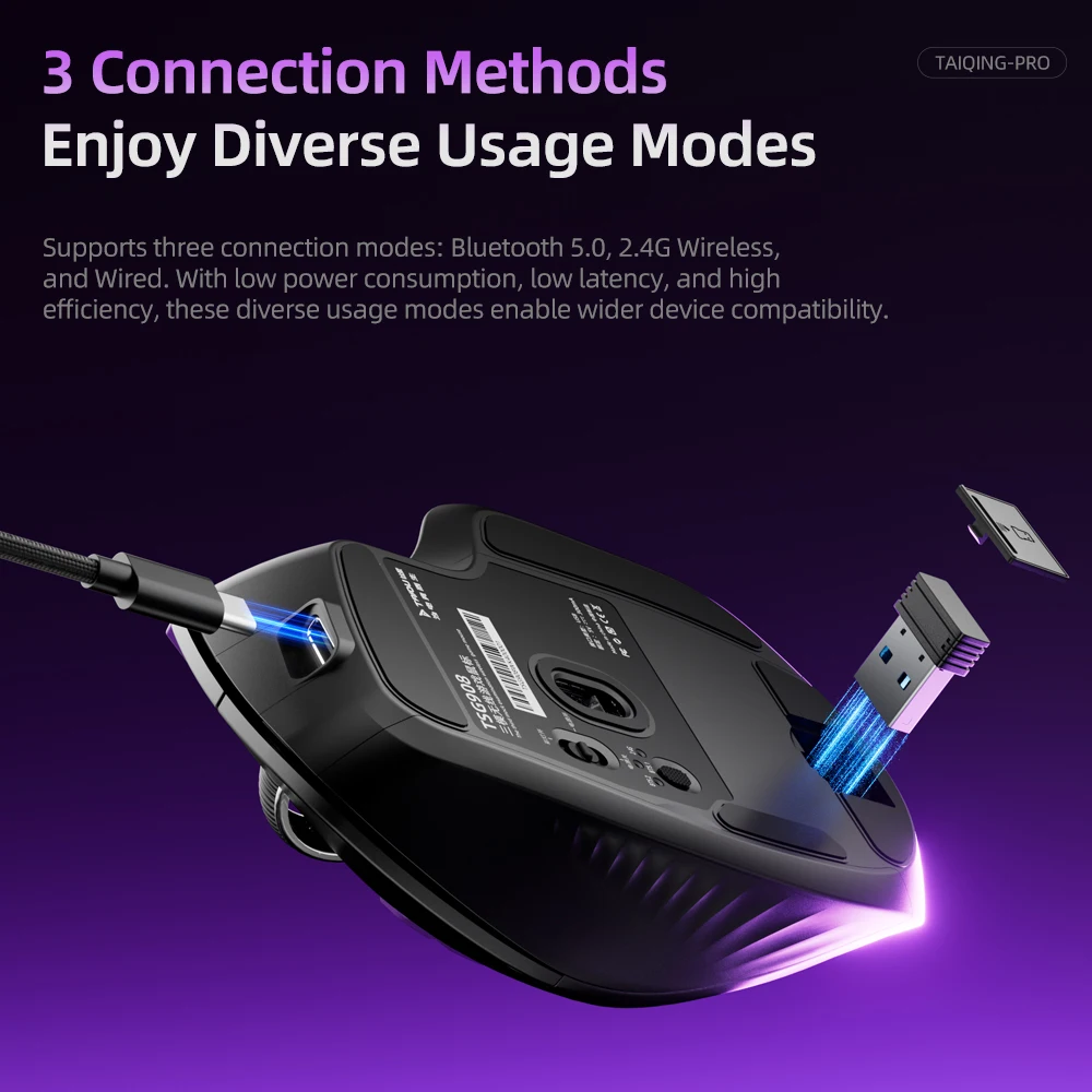 TAIDU TSG908 PRO Gaming MouseTri-modus PAW3950 PAW3311 Sensor 16 Seite Tasten DIY zurück abdeckung 1000 mAh Gaming Laptop Zubehör ​