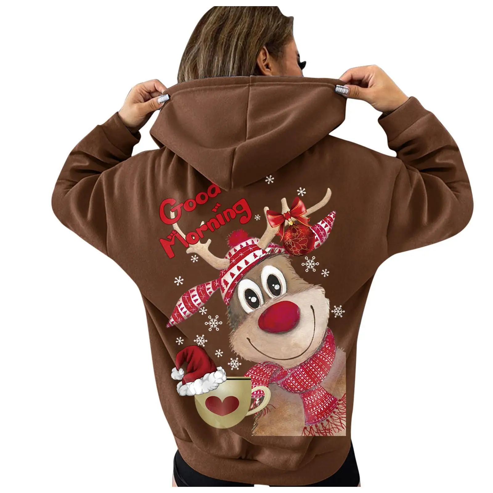 Christmas Reindeer Women\'s 3D Print Hoodie Casual Long Sleeve Hoodies Sport Sweatshirt For Autumn & Winter Pullovers