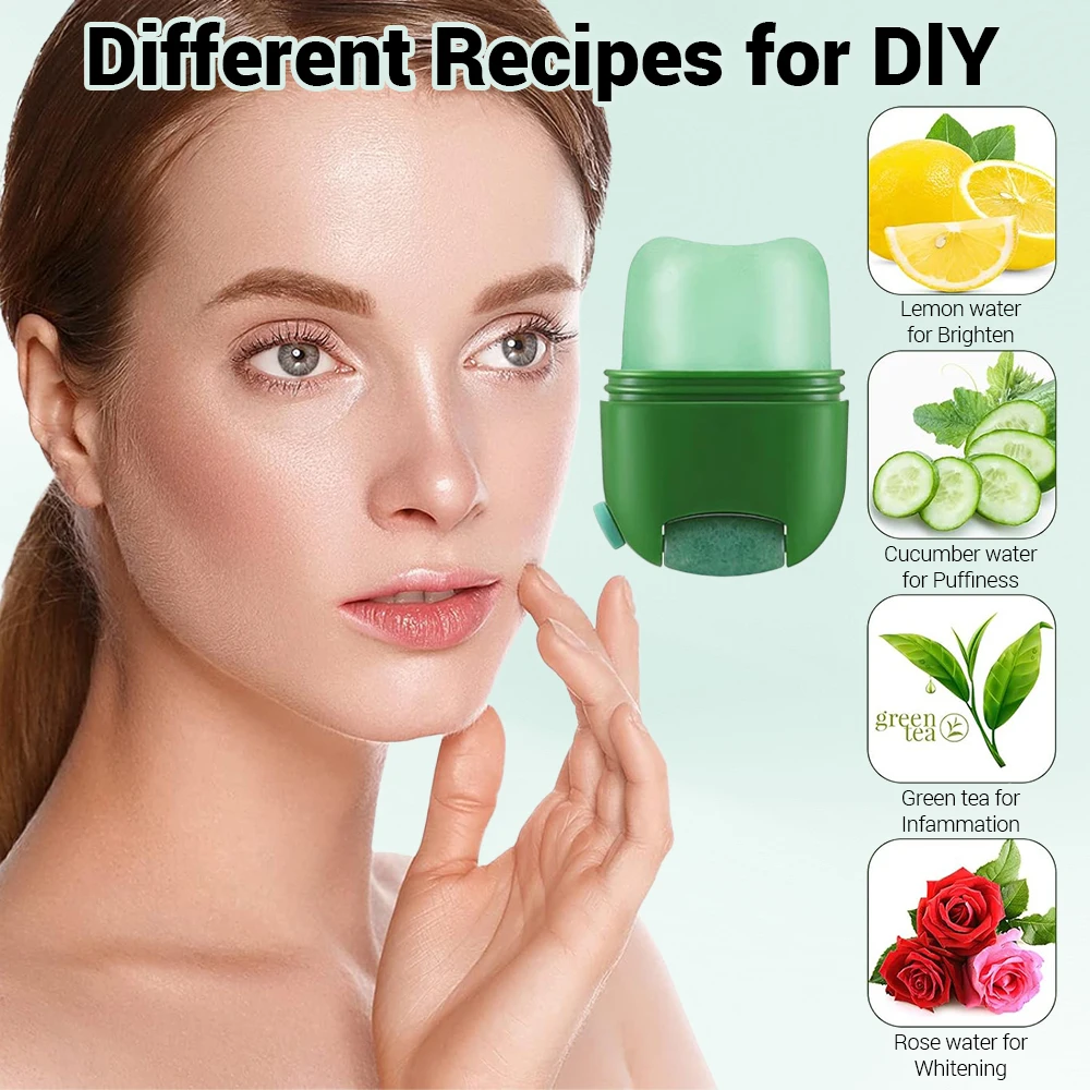 NEW 2 In 1 Ice Silicone Ice Cube Trays with Jade Roller Ice Ball Facial Lifting Face Massager Contouring Eye Roller Face Care