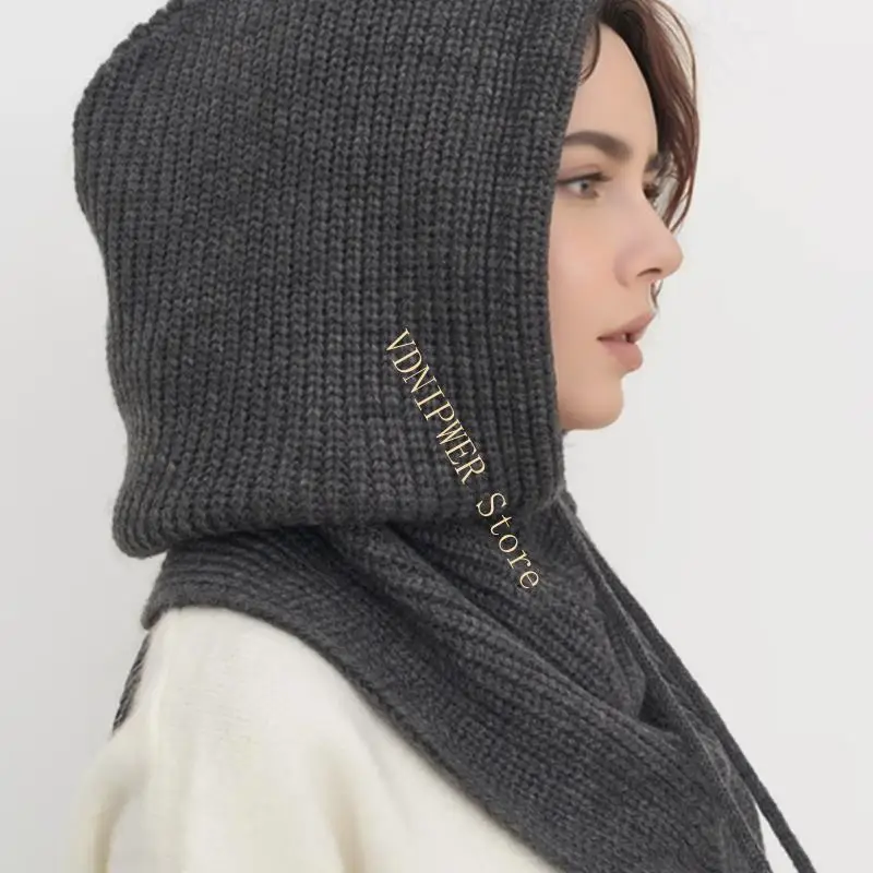 قبعة تدفئة محبوكة شال كومبو أفخم فروي بطانة أنيقة يندبروف سميكة عزل أغطية الرأس للرجال النساء الصياد قبعة D08E