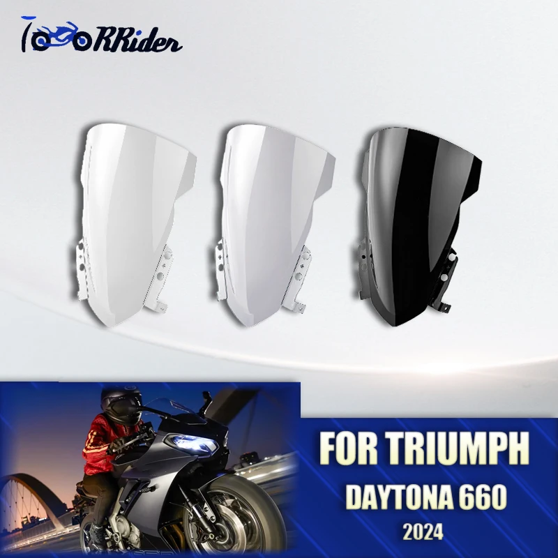 

Motorcycle Double Bubble Front Windshield Windscreen Wind Deflector Street PC Plastic clear smoke For Triumph Daytona 660 2024