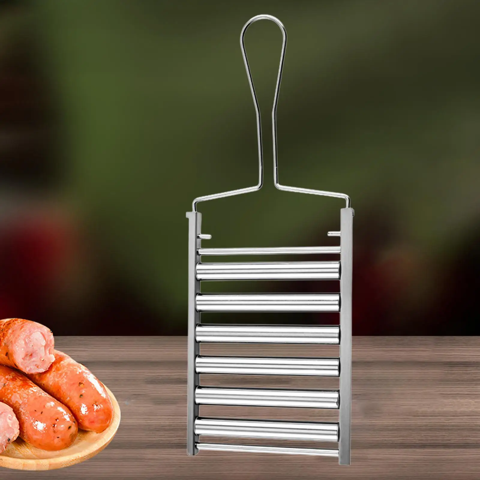 BBQ Hot Dog Roller Rack Stainless Steel Sausage Griller with 360 Degree Rollers Portable Foldable Design for Outdoor Cookout
