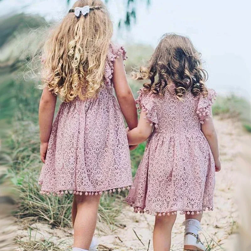 Girls Dress Lace Dresses For Kids Clothes Tassel Children Princess Dresses Summer Baby Hollow Vestidos Girl Costume