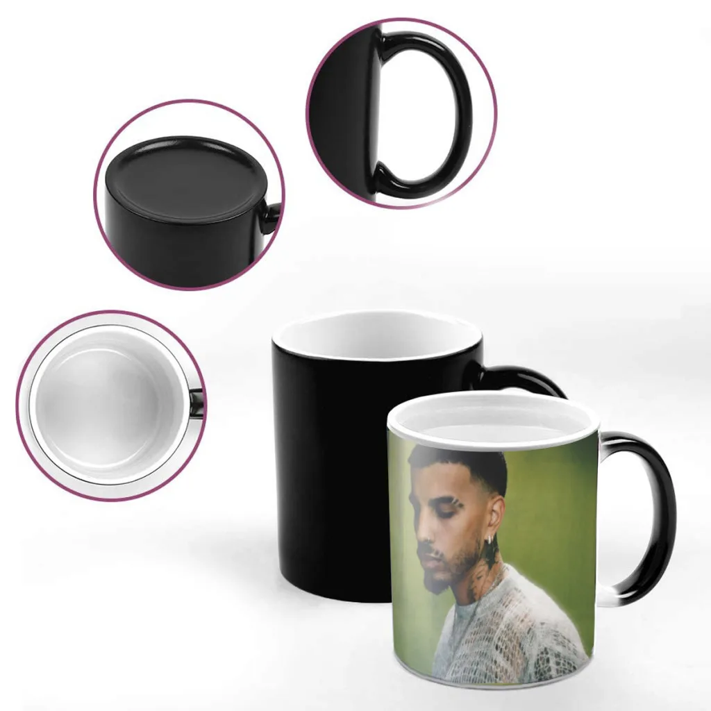 Rauw Alejandro Playa Saturno Singer Magic Hot Cold Heat Temperature Sensitive Color-Changing Coffee Tea Milk Mug Cup