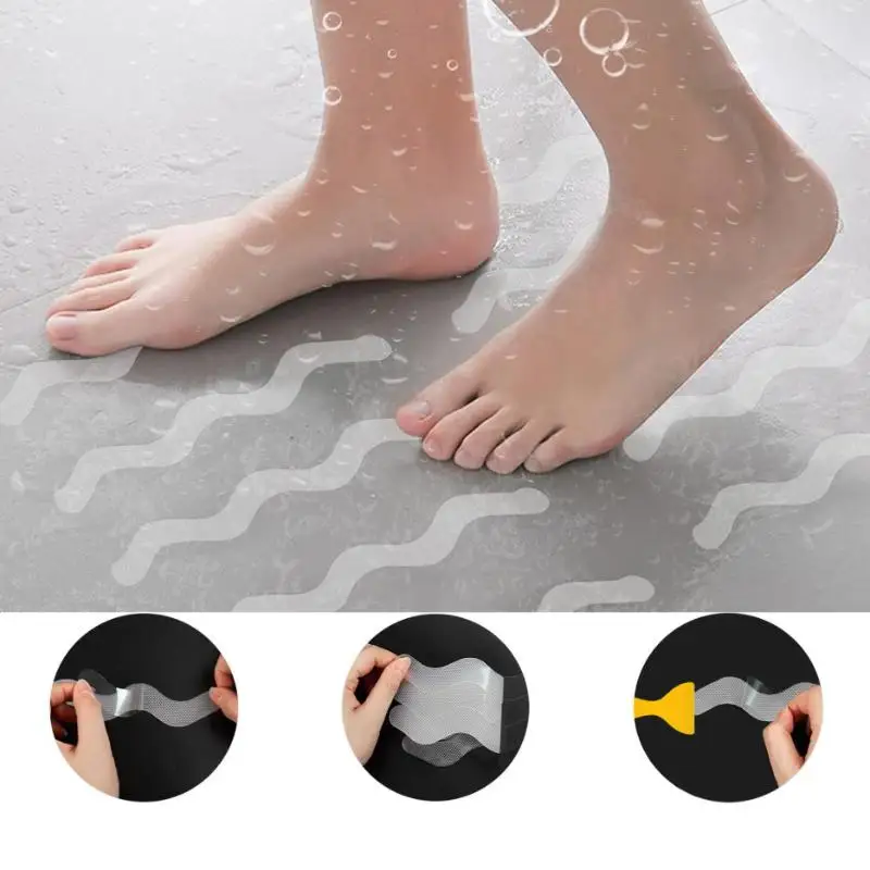 Transparent Bathroom Bathtub Anti Slip Sticker Strong Adhesive Easy To Cut Waterproof Anti Fall Safety Sticker
