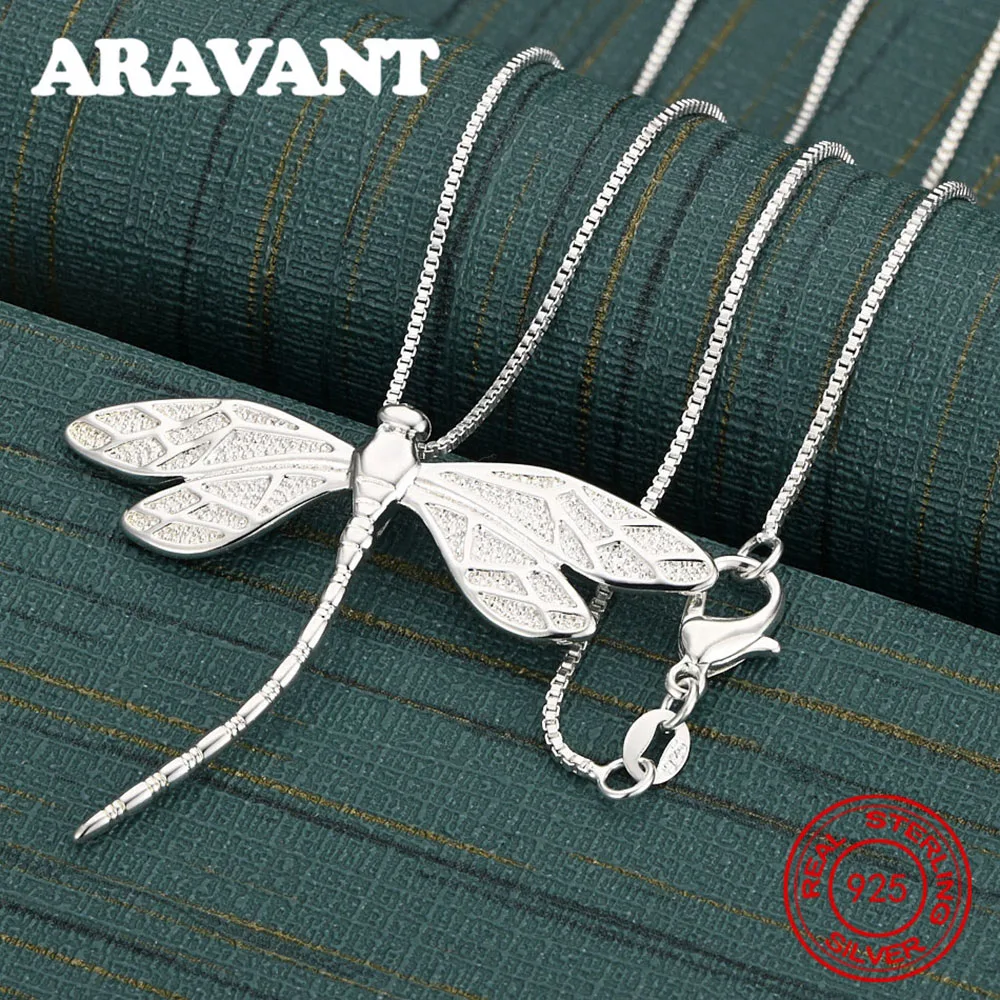 

Ожерелье с подвеской в виде стрекозы из стерлингового серебра 925 пробы, женский пригородный аксессуар, рождественский подарок, ювелирные изделия