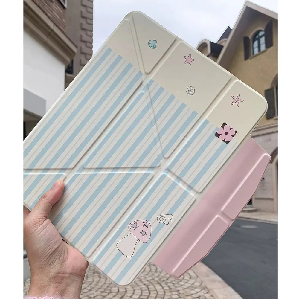 Japanese Girl Stripes TABLET Case FOR iPad pro 10/11In6th/7th /8th /Air 3rd/Air 4th/9th gen/Air 5th 2022/A Magnetic Buckle shell