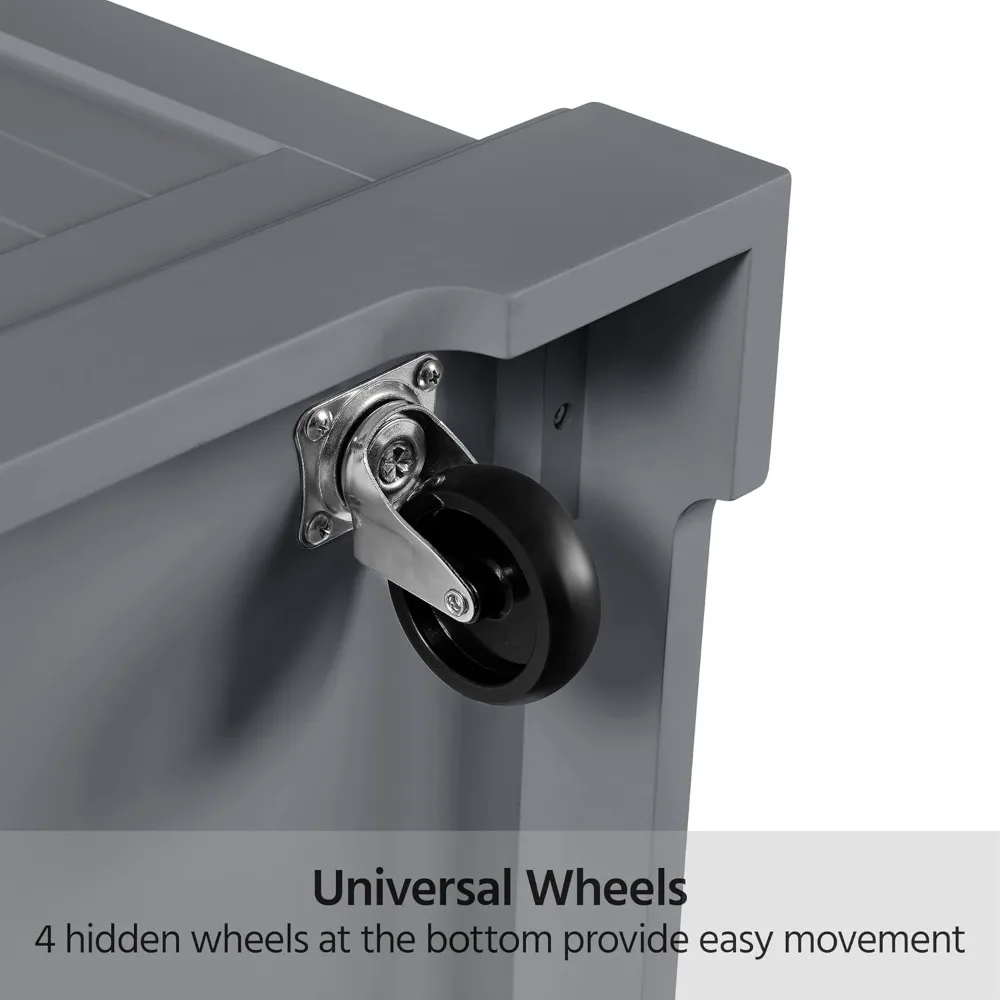 جزيرة مطبخ دوارة مع كونترتوب من الخشب المطاطي السميك وعربة مطبخ على عجلات مخفية مع 3 أدراج وأرفف مفتوحة #6