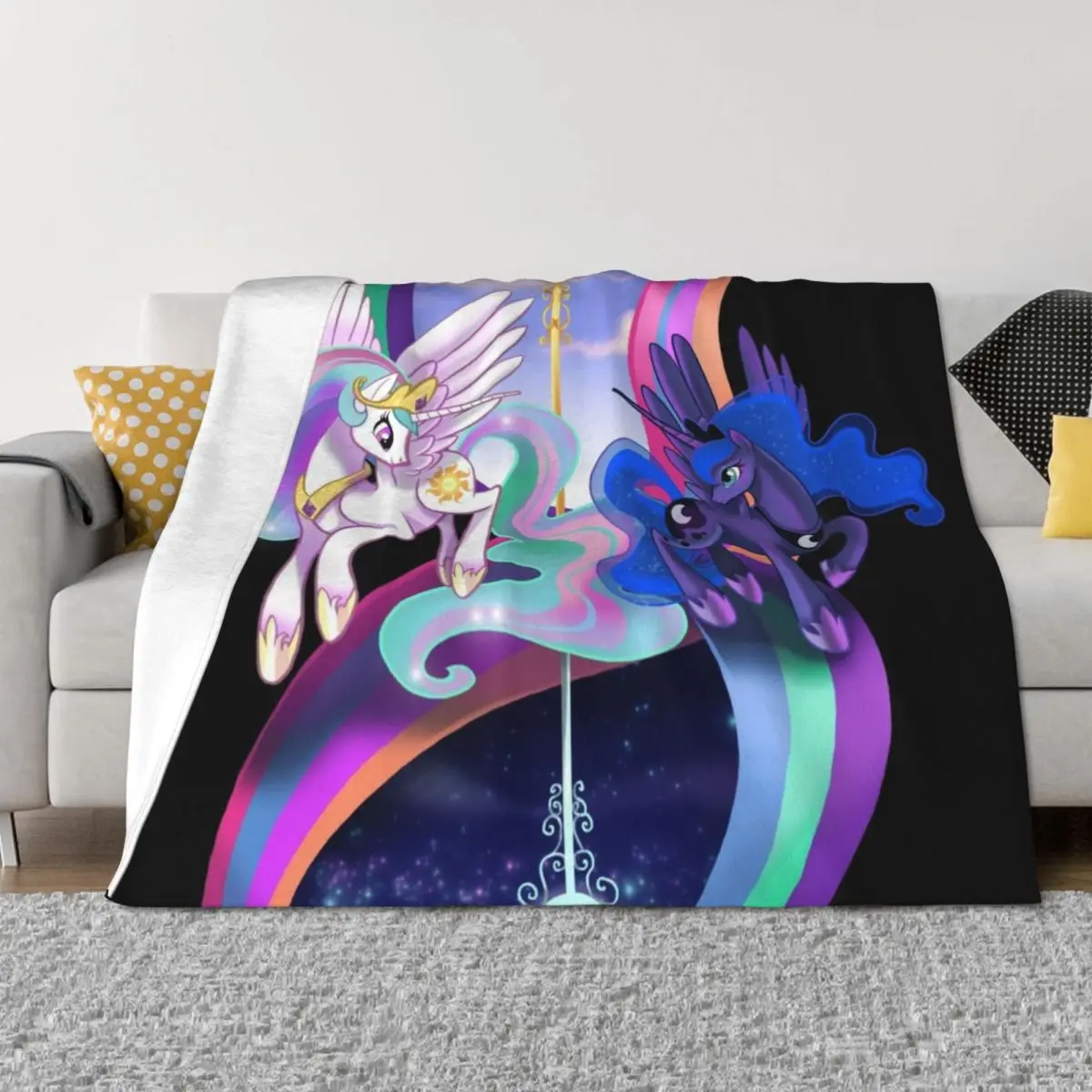 

Sun and Moon Sisters- MLP Throw Blanket Cute Summer Beddings Blankets Sofas Of Decoration Decorative Sofa Blankets