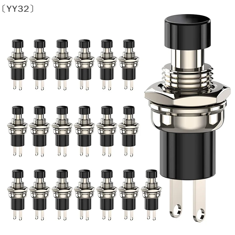 〔YY32〕20pcs Momentary Push Button Switch, 1A 250VAC SPST Mini Pushbutton Switches Normally Open(NO) Black & Red Cap