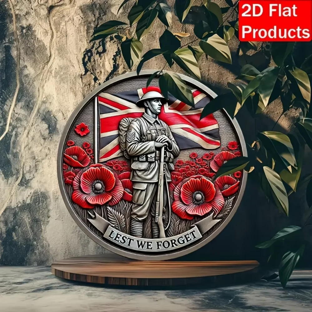 حزمة واحدة مكونة من قطعة واحدة ننسى من علامة ساحة معدنية من الألومنيوم للتعليق على الحائط ولوحة تذكارية مثالية للديكور الخارجي في يوم الذكرى #4