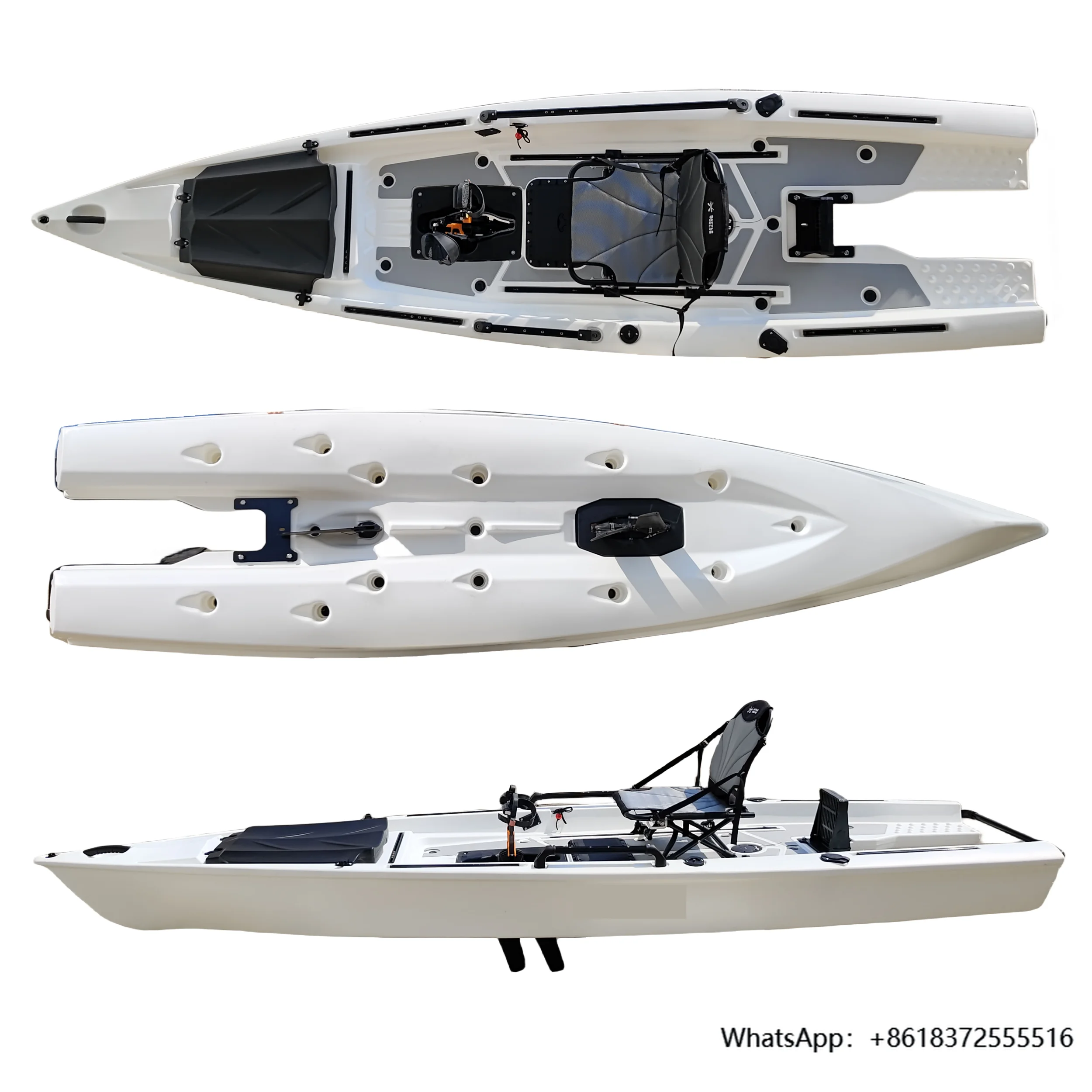 

daPlastic Kajak Single Skiff Boat Solo Kayak Sit on Top Fishing Kayak with Electric Motor Canoe Fast Speed