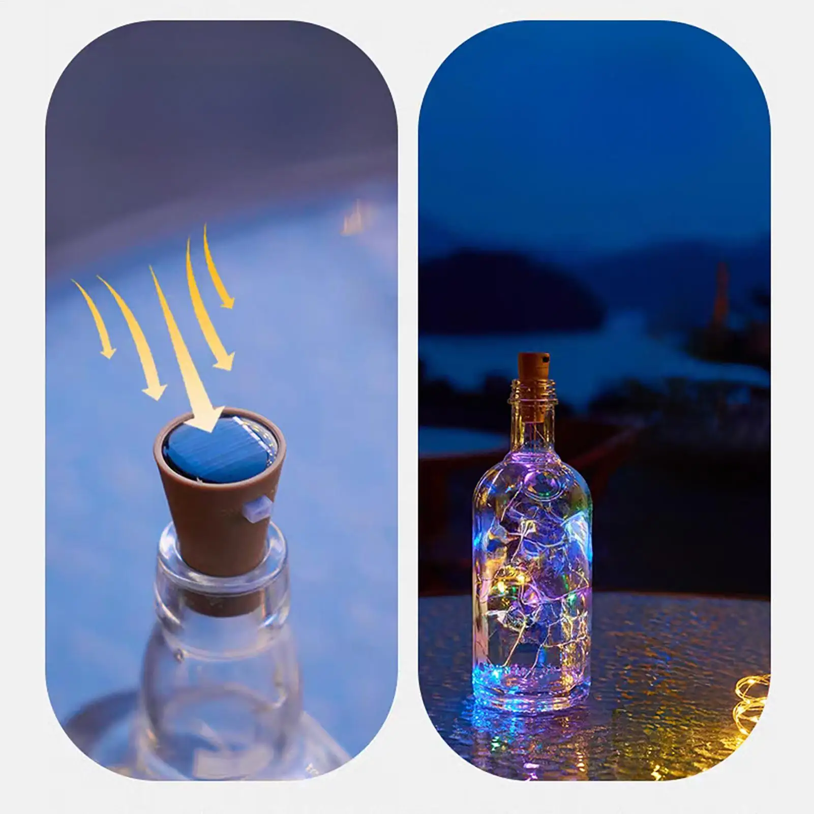 Solar Wine Bottle Lights 6 Pieces LED Waterproof Decoration Bottle Lights With Cork For Dining Table Garden Path Home Drinking