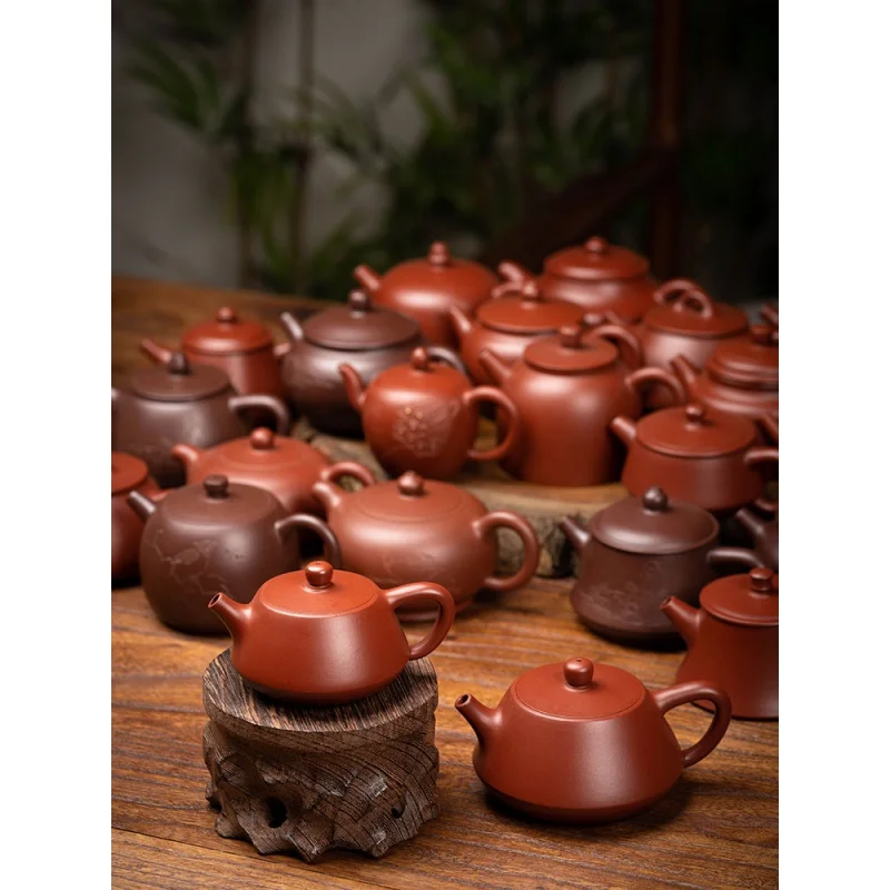 Yixing Wang Ting Tan Jun Dahongpao Tea Purple Clay Pot Cinnabar Sand Purple Clay Handmade Carved Shipiao Teapot Pan Teapot Base