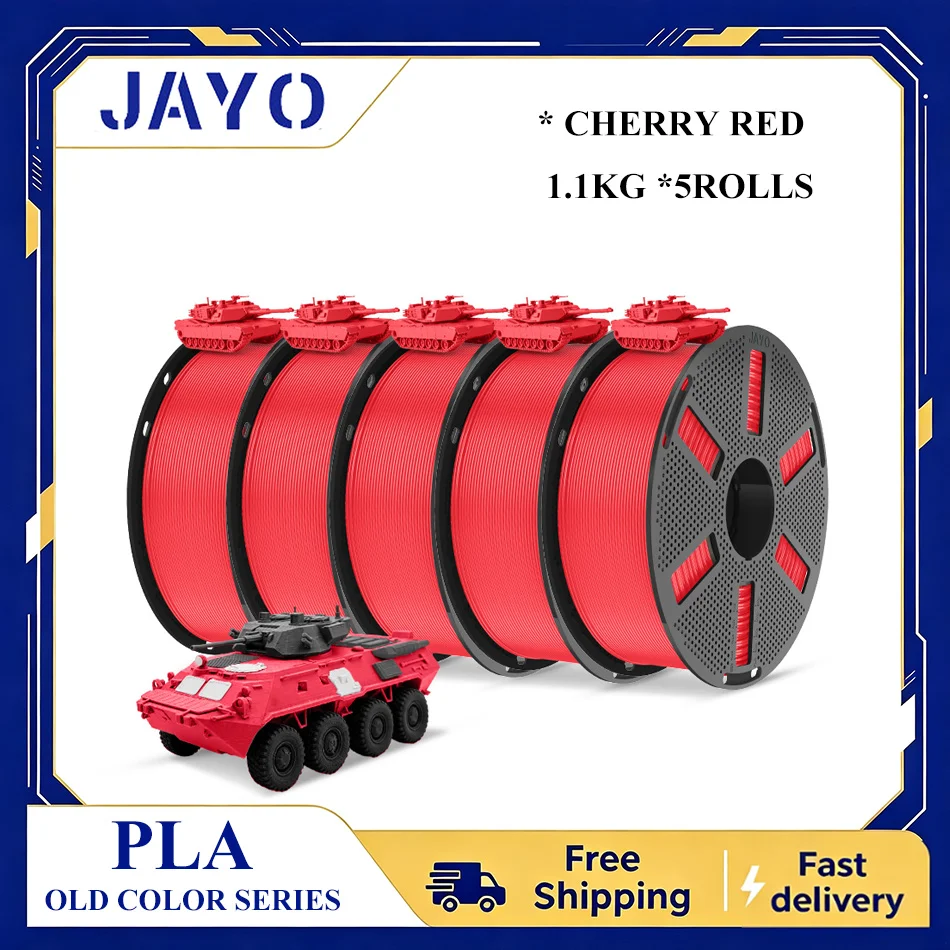 JAYO PLA Filament 5 Rollen 3D-Drucker Filament PLA 1,75mm Passend für die meisten FDM 3D-Drucker Wiederverwendbare Spule mit 3D-Filament-Nachfüllungen 1,1KG/Rolle