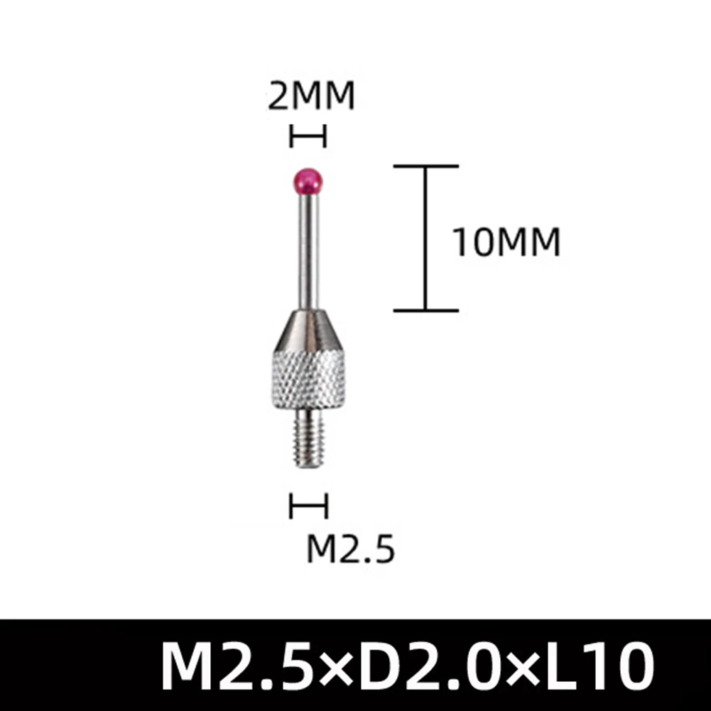 1pcs M2.5 CNC Probe Measuring Head 2mm Stylus Ball Porcelain Shaft Indicator Dial Gauge Extended Measuring Head 10/20/40/50mm