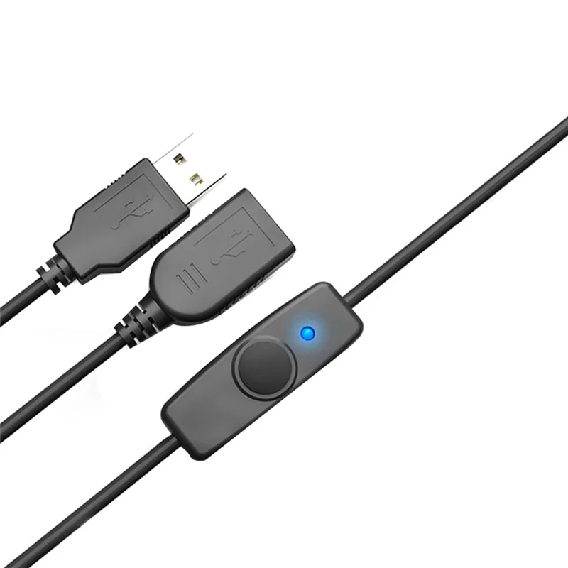 Cabo extensor usb 2.0 para sincronização de dados, cabo de extensão usb com interruptor liga/desliga, indicador led para pc, laptop, ventilador usb, lâmpada led