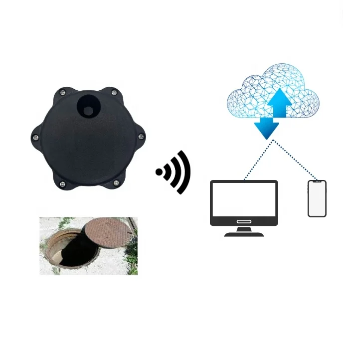 DC413 Smart IoT Wireless 4G LTE Manhole ABS Full Alarms Detection Cloud Monitoring Ultrasonics Low Price Level Sensor