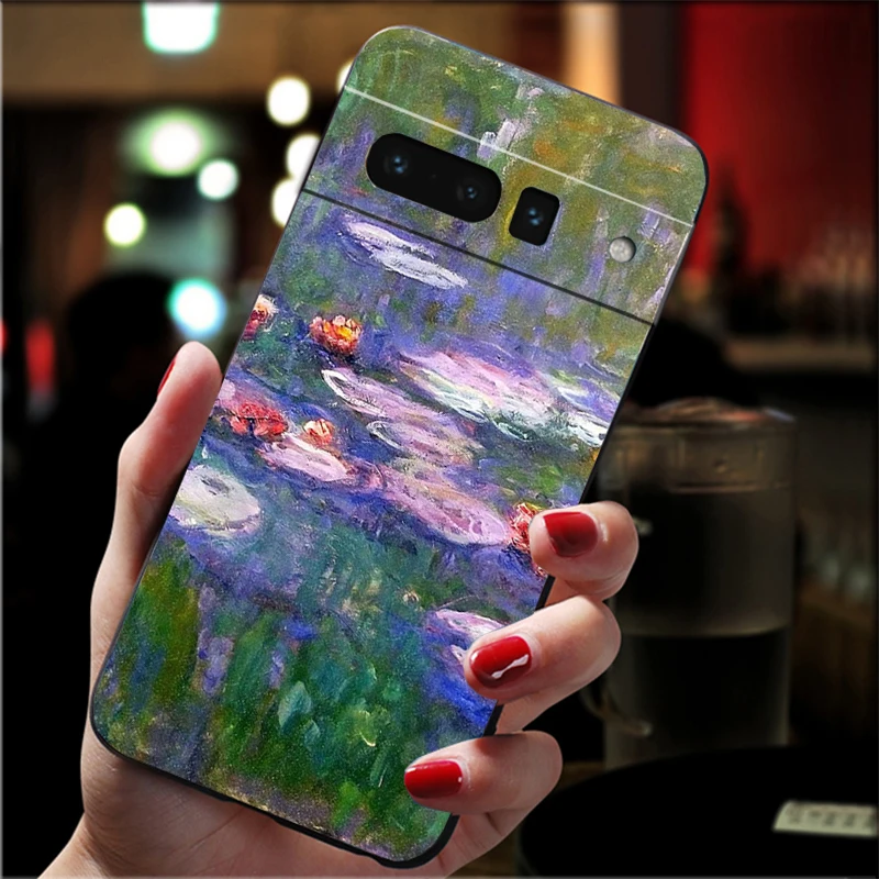 حافظة لهاتف جوجل بيكسل 10 برو XL 9 برو XL 9A 8 7 6 برو بيكسل 8A 7A 6A بكسل 8 7 6 5 كلود مونيه جاردن لوتس بريدج #6