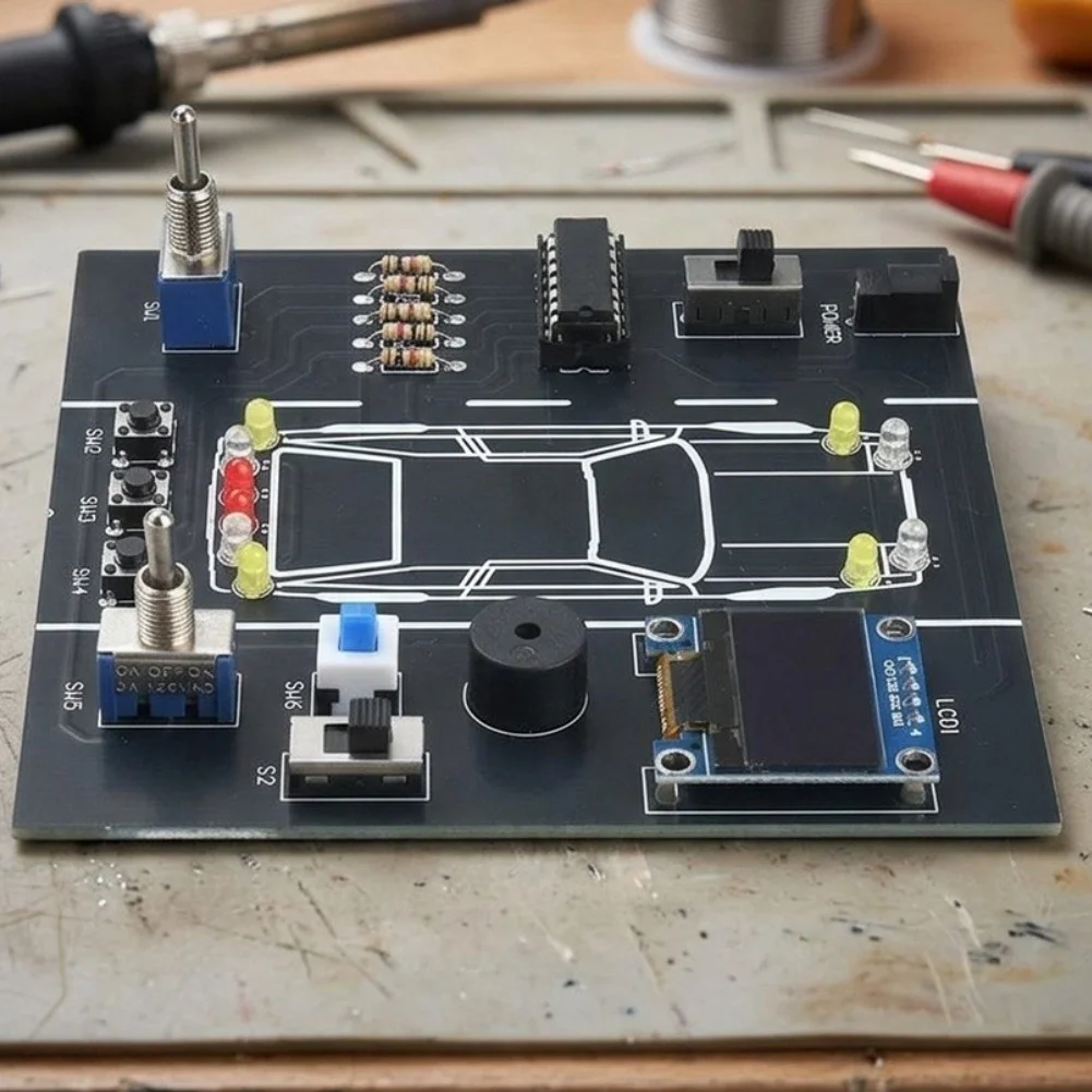 Car Driving Simulation Kit for Learning Circuit Assembly Soldering and Vehicle Signal Light Operation Principles