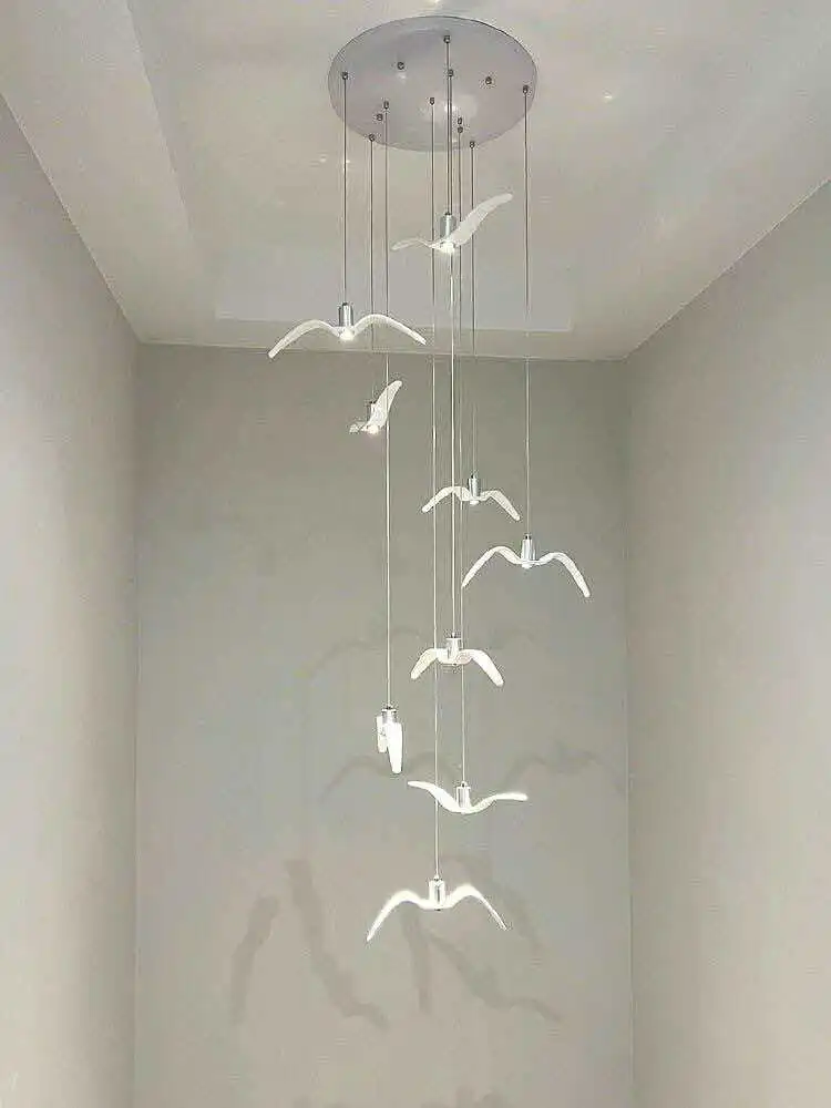 Nordic Seagull LED Pendant Lamp Birds Theme Ceiling Chandelier for Kitchen Dining Room Bar Modern Simple Style Lighting Luminair