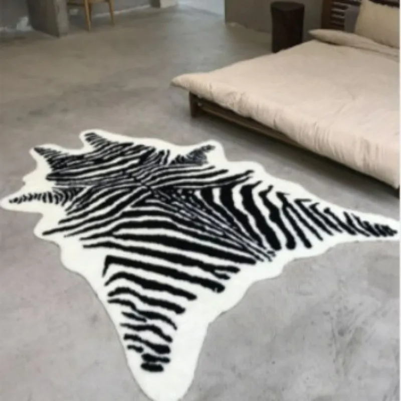 Large Size Soft Faux Fur Leather Cow Carpet for Home Living Room Decor Imitation Zebra  Animals Skin Area Rugs