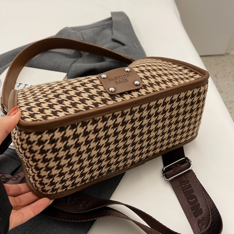 Newest Women\'s Designer Handbag Purse Luxury Designer Houndstooth Fashion Female Crossbody Shoulder Bags Trendy Brand Tote Bag