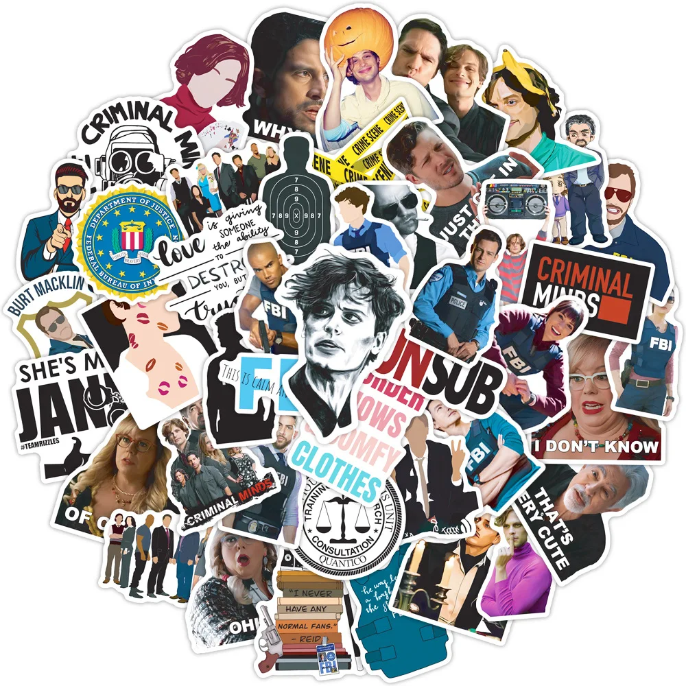 50PCS Criminal Minds Stickers Graffiti Stickers DIY Diary Phone Case Handmade Scrapbook Aesthetic Stickers