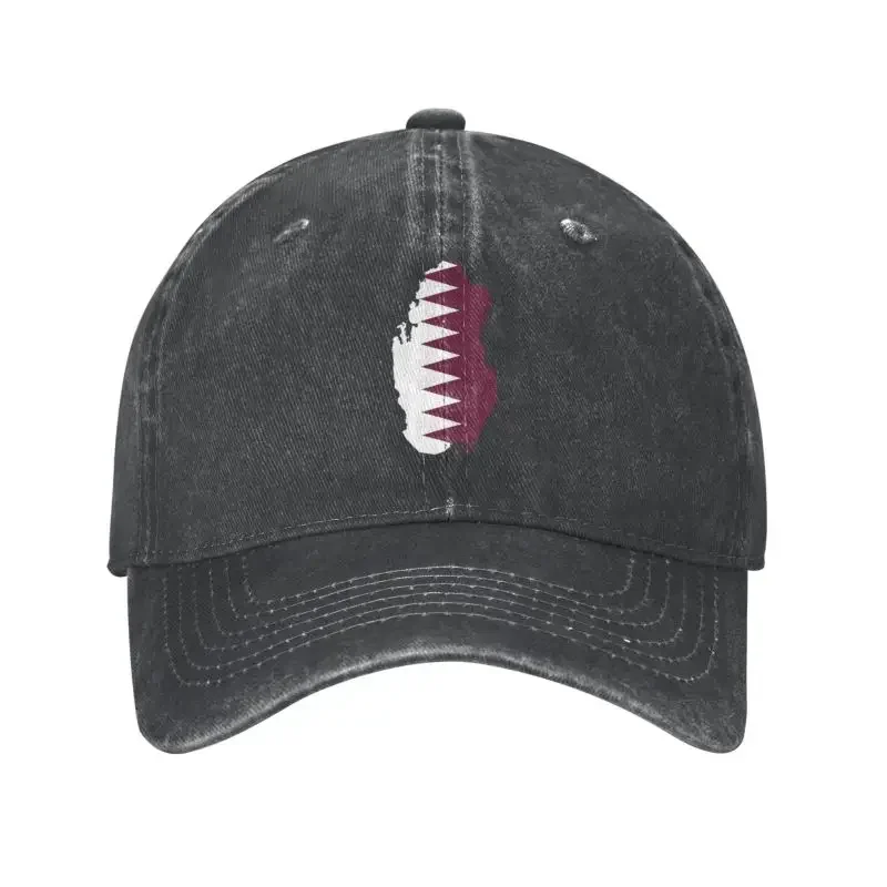 Fashion Unisex Cotton Qatar Flag Map Baseball Cap Adult Adjustable Dad Hat Women Men Sports