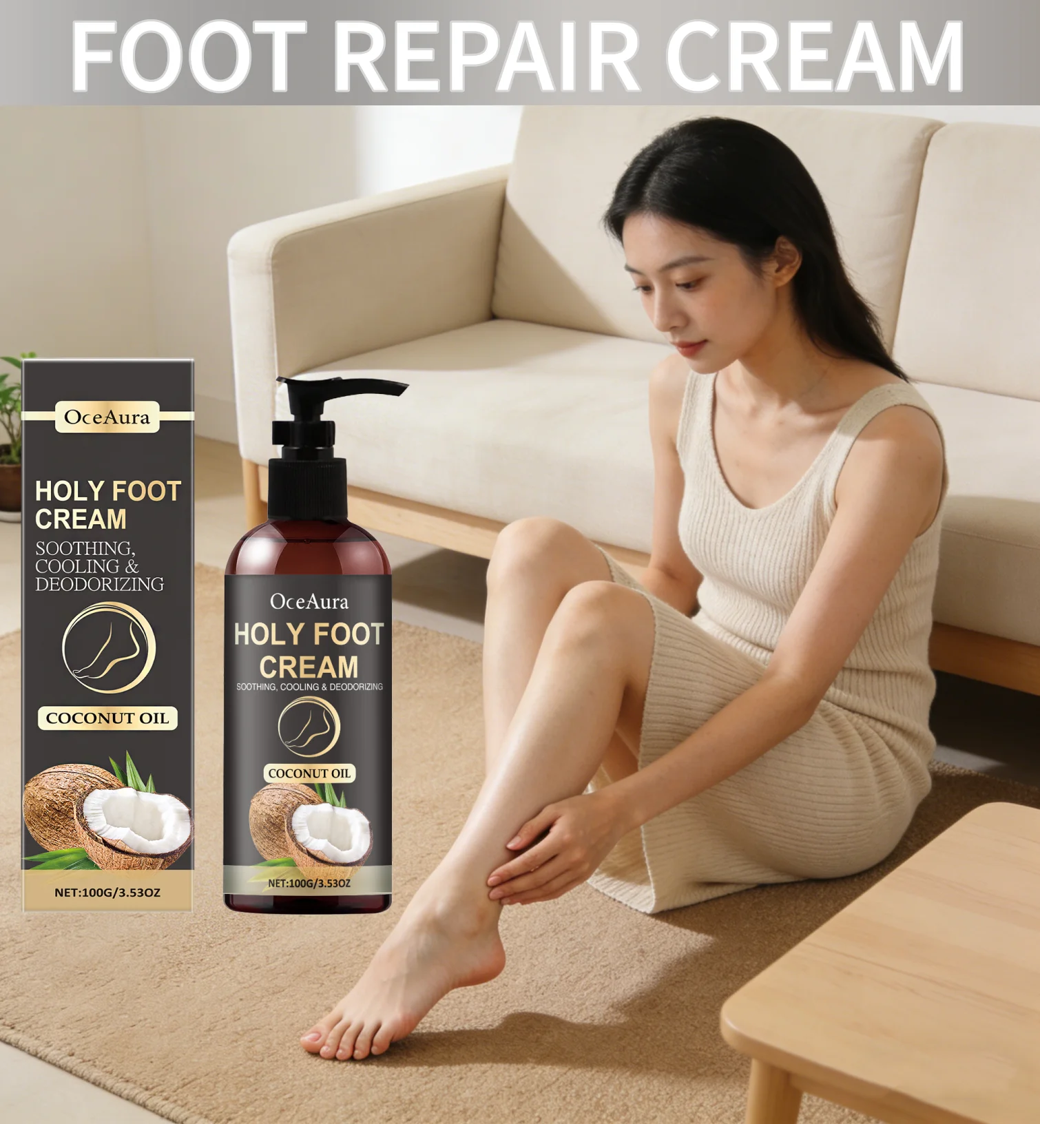 

OCEAURA Foot Exfoliating Cream Remove Dead Skin Deep Hydration Repair Cracks Enhance Resilience Brighten Skin Foot Nourish Cream