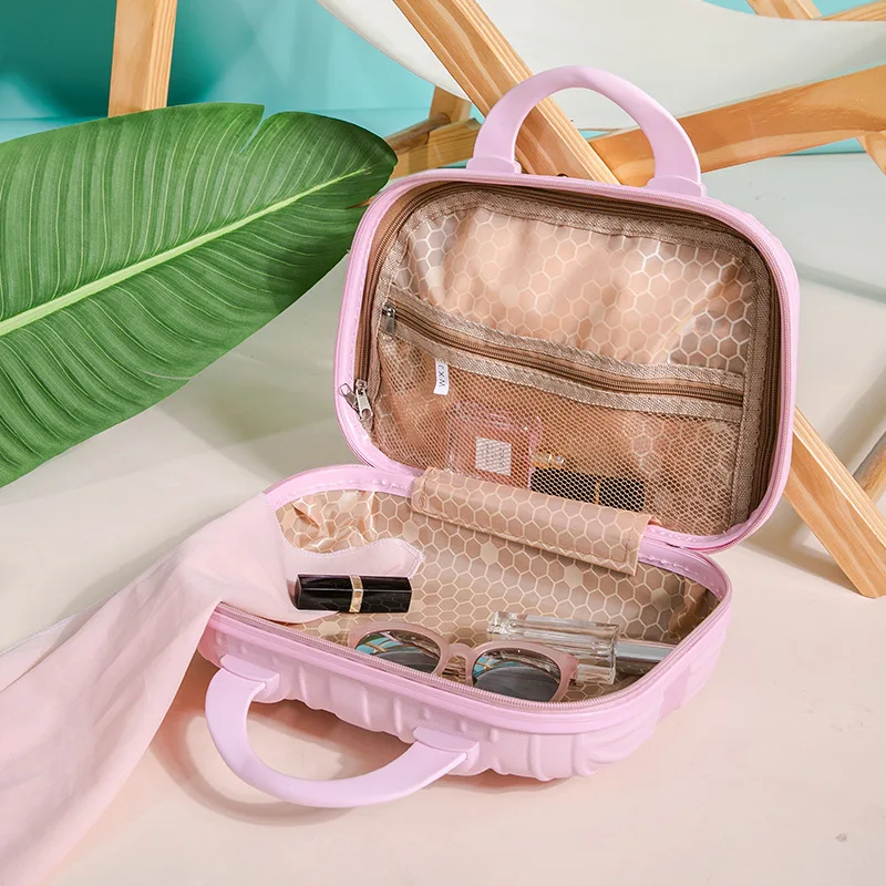 Valise à Main de Voyage de 14 Pouces pour Femme, Étui Cosmétique Portable, Boîte Cadeau de Haute Qualité, Sac de Rangement à Fermeture Éclair, Petit Bagage pour Enfant et Étudiant