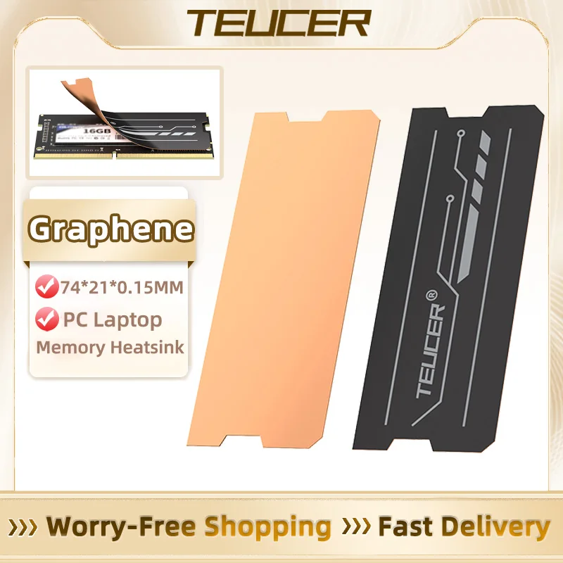 TEUCER Graphene Laptop RAM Heatsink, Dual-Layer Graphene and Copper Foil Design Cooler Memory Radiator for DDR5 DDR4 DDR3 DDR2